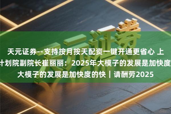 天元证券--支持按月按天配资一键开通更省心 上海财大数字经济有计划院副院长崔丽丽：2025年大模子的发展是加快度的快｜请酬劳2025