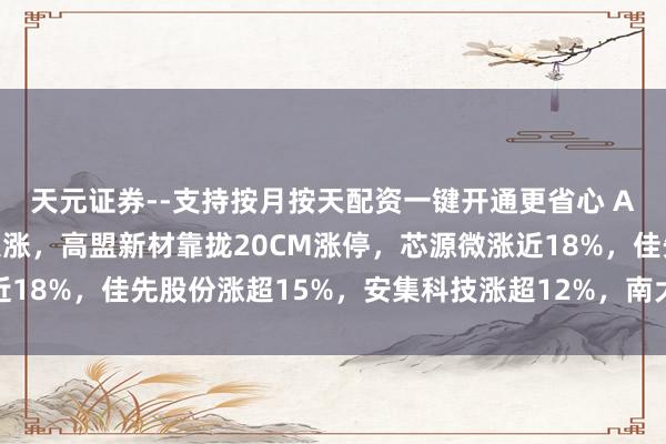 天元证券--支持按月按天配资一键开通更省心 A股光刻机倡导股集体大涨，高盟新材靠拢20CM涨停，芯源微涨近18%，佳先股份涨超15%，安集科技涨超12%，南大光电涨超11%